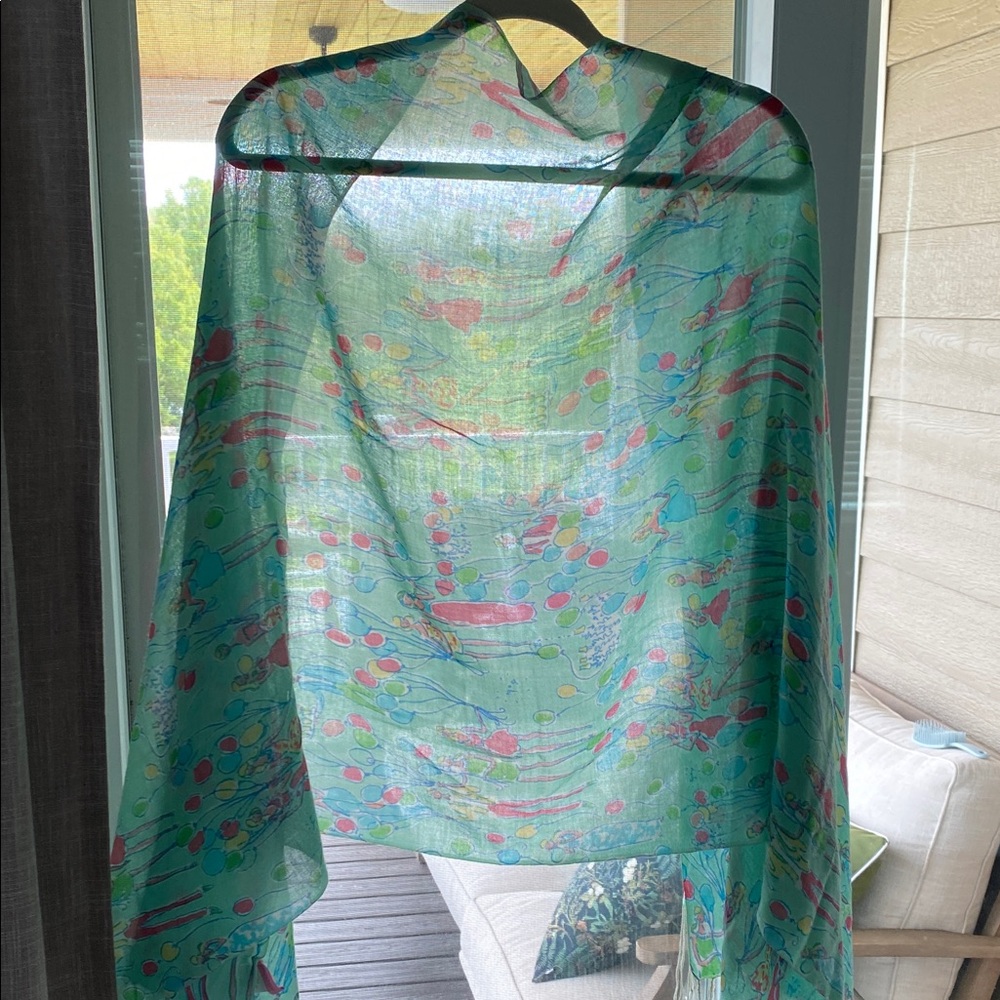 Lilly Pulitzer birthday Murfee silk cashmere scarf - Picture 4 of 9